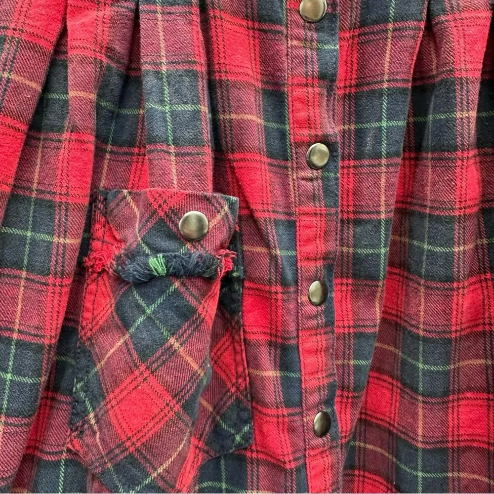 We the Free People long sleeve button‎ down cropped flannel shirt women's xs